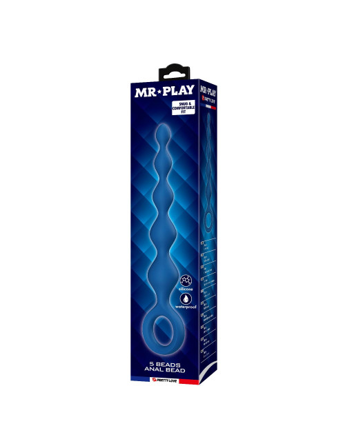 MR Play 5 Beads Anal Bead - Koraliki Analne Silikonowe 20,4 cm, Wodoodporne, Bezpieczne dla Ciała