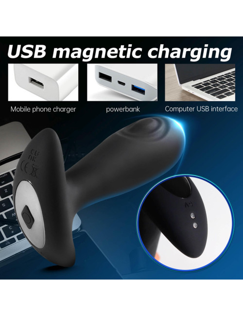 Dual Tapping Anal Plug – Wibrujący korek analny z Pilotem, 10 funkcji tappingu, 10 prędkości wibracji, silikonowy, wodoodporny