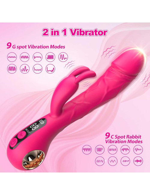 Króliczek G-Spot i Stymulacja Punktu G oraz Łechtaczki - Wibrator 2w1, 9+9 trybów, IPX7