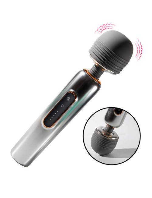 Masażer Wand WAND MASSAGERS SHINING METALLIC LUSTER - 5 poziomów, wibrator, cichy, USB