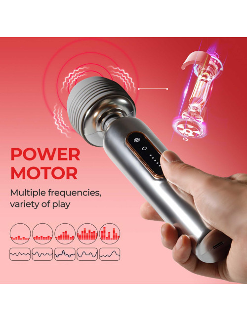 Masażer Wand WAND MASSAGERS SHINING METALLIC LUSTER - 5 poziomów, wibrator, cichy, USB