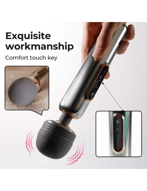 Masażer Wand WAND MASSAGERS SHINING METALLIC LUSTER - 5 poziomów, wibrator, cichy, USB