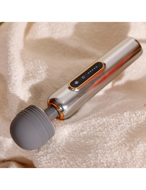 Masażer Wand WAND MASSAGERS SHINING METALLIC LUSTER - 5 poziomów, wibrator, cichy, USB