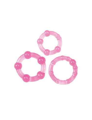 Toyz4lovers Timeless Stud Pink – Zestaw 3 Różowych Pierścieni z Wypustkami