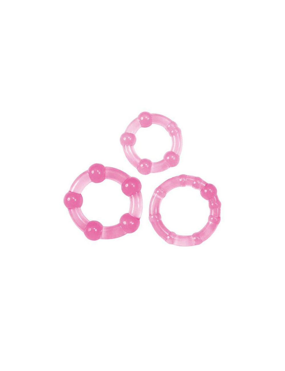 Toyz4lovers Timeless Stud Pink – Zestaw 3 Różowych Pierścieni z Wypustkami