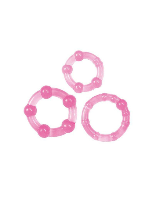 Toyz4lovers Timeless Stud Pink – Zestaw 3 Różowych Pierścieni z Wypustkami