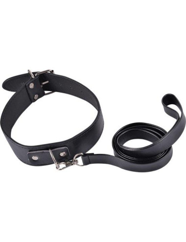 Kinky collar black  collar with leash  adjustable