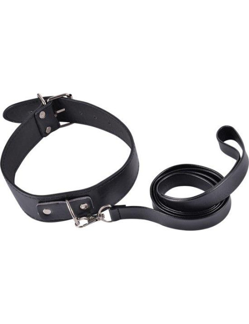 Kinky collar black  collar with leash  adjustable