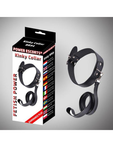 Kinky collar black  collar with leash  adjustable