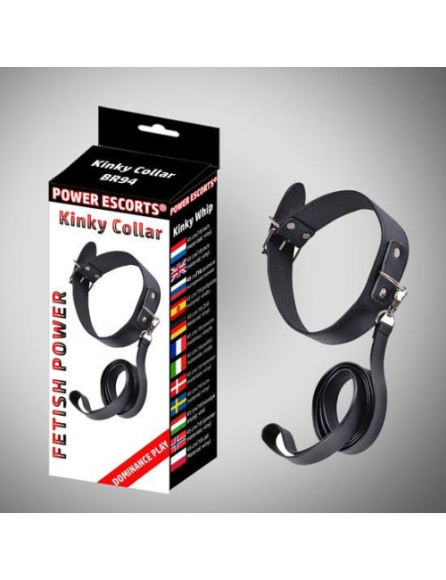 Kinky collar black  collar with leash  adjustable