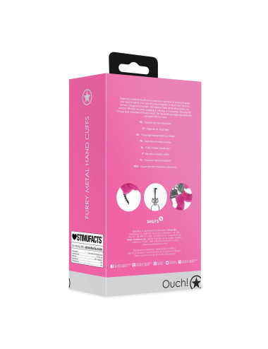 Furry Metal Hand Cuffs - Pink