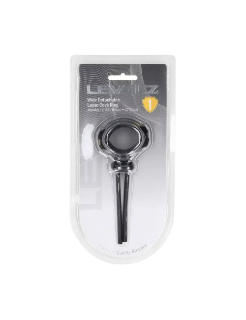 Detachable Wide Adjustable Silicone Lasso Cockring - 5mm - Black