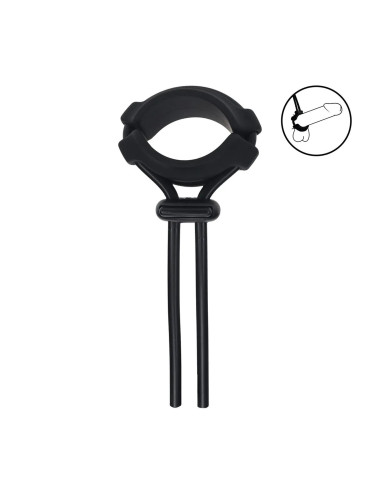 Detachable Wide Adjustable Silicone Lasso Cockring - 5mm - Black