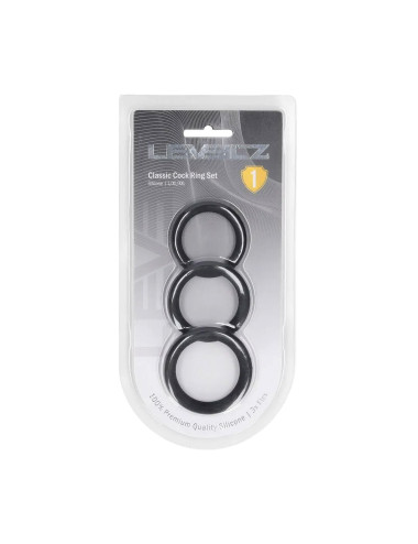 Classic Silicone Cockring Set of 3 - L/XL/XXL - Black