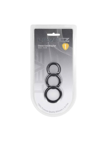Classic Silicone Cockring Set of 3 - XS/S/M - Black