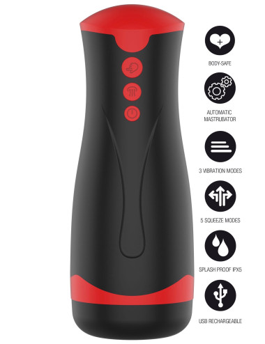 Masturbator Vibrating&Squeeze Black