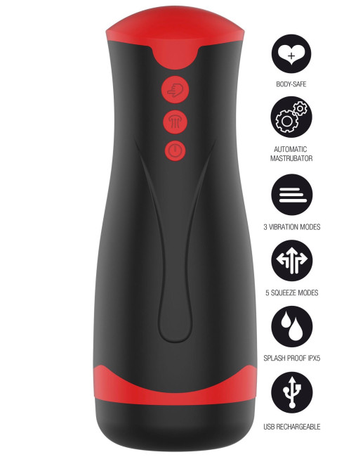Masturbator Vibrating&Squeeze Black