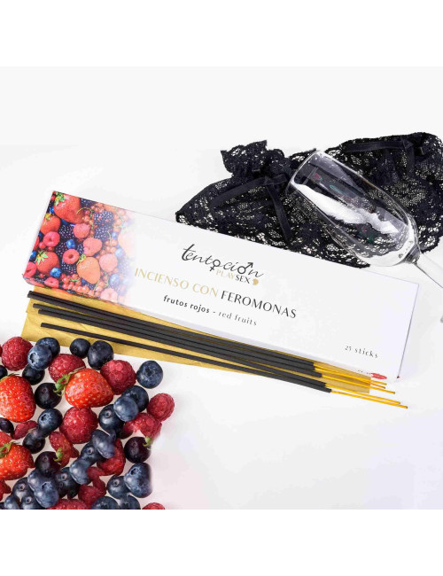 PACK OF 25 PHEROMONE INCENSE STICKS WITH RED BERRIES SCENT TENTACIÓN PLAY SEX