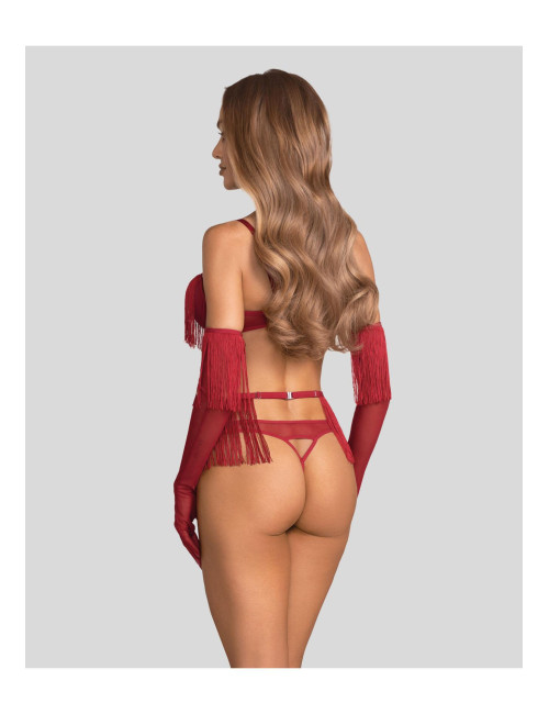 Obsessive Rossay Red Komplet 4-Częściowy Otwarty S/M