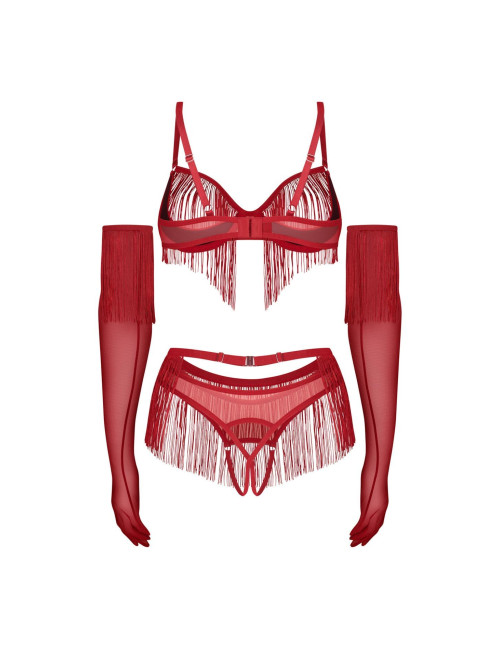 Obsessive Rossay Red Komplet 4-Częściowy Otwarty S/M