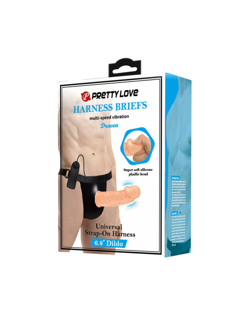 PRETTY LOVE - HARNESS BRIEFS- Draven Strap-On 6,8'' Dildo vibration