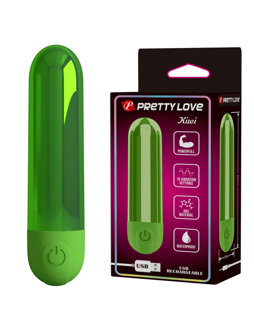 Pretty Love Kiwi - Rechargeable Bullet Vibrator - Green