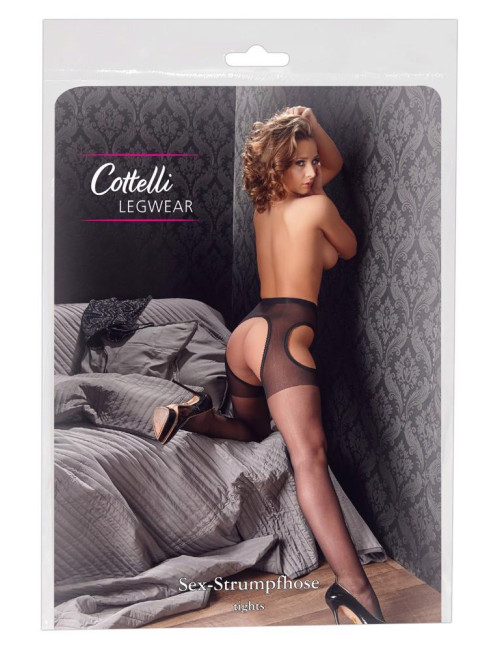 Cottelli LEGWEAR Czarne Rajstopy Sex Tights S/M