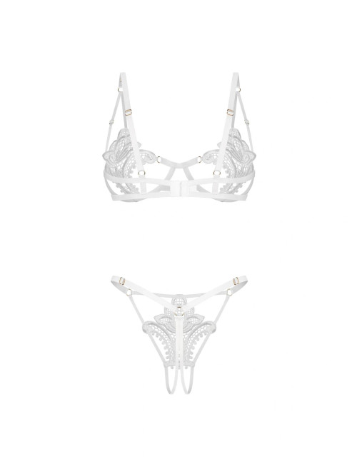 Obsessive Luise Sublim White Dwuczęściowy Komplet Otwarty L/XL