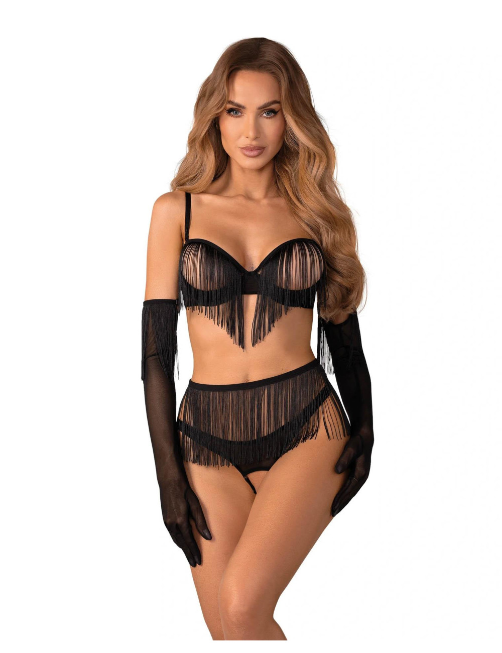 Obsessive Rossay Black Komplet 4-Częściowy Otwarty 2XL/3XL