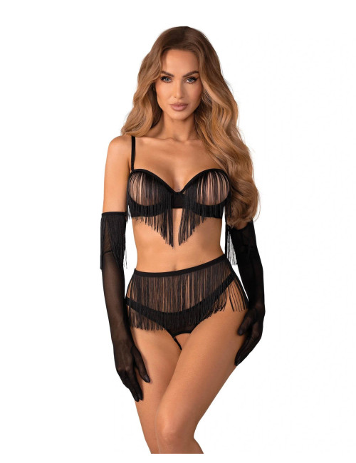 Obsessive Rossay Black Komplet 4-Częściowy Otwarty 2XL/3XL