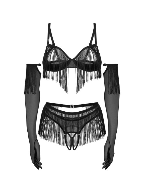 Obsessive Rossay Black Komplet 4-Częściowy Otwarty 2XL/3XL