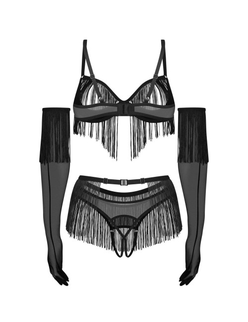 Obsessive Rossay Black Komplet 4-Częściowy Otwarty 2XL/3XL