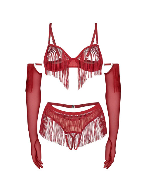 Obsessive Rossay Red Komplet 4-Częściowy Otwarty L/XL