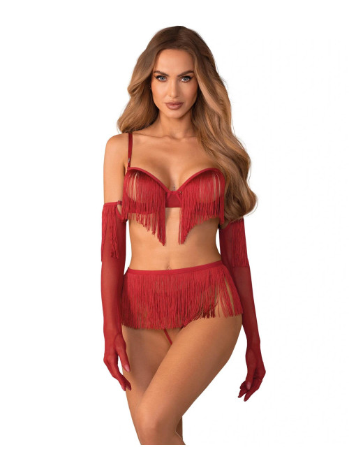 Obsessive Rossay Red Komplet 4-Częściowy Otwarty 2XL/3XL