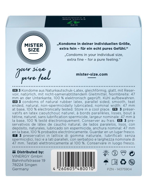 Mister Size 47mm pack of 3