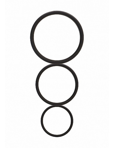 Flat Cock Ring Set - Black