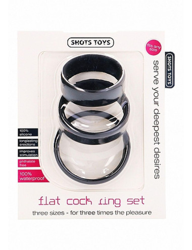Flat Cock Ring Set - Black
