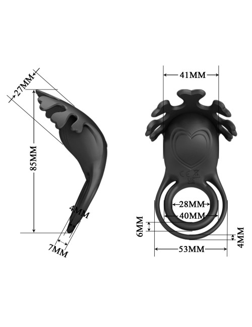 PRETTY LOVE - VIBRANT PENIS RING RUBEN Black, 7 vibration functions