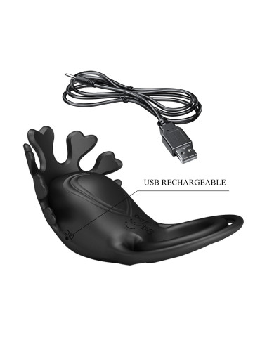 PRETTY LOVE - VIBRANT PENIS RING RUBEN Black, 7 vibration functions