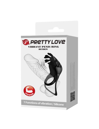 PRETTY LOVE - VIBRANT PENIS RING RUBEN Black, 7 vibration functions