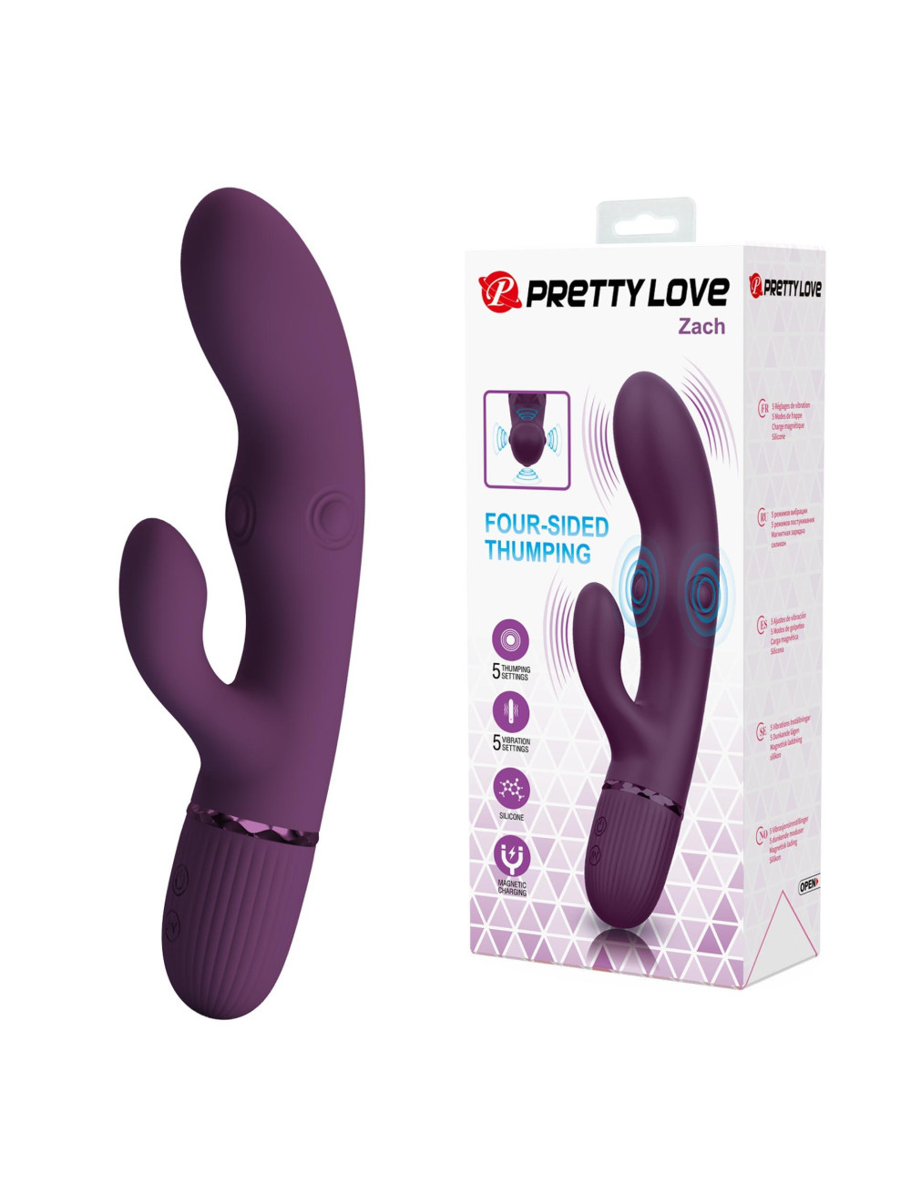 Pretty Love Zach Purple – Four-Sided Thumping Rabbit Vibrator