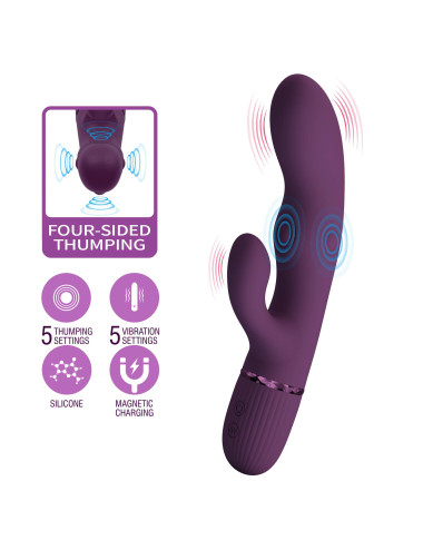 Pretty Love Zach Purple – Four-Sided Thumping Rabbit Vibrator