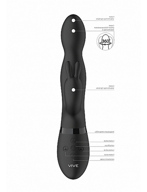 Vive Niva - Czarny wibrator króliczek 360 stopni