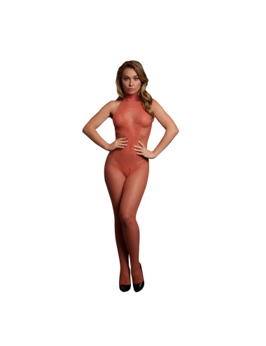 Le Désir - Czerwone ażurowe bodystocking z siateczki