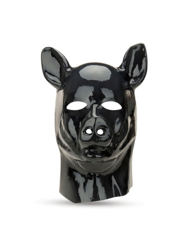 Latex Pig Hood - Black
