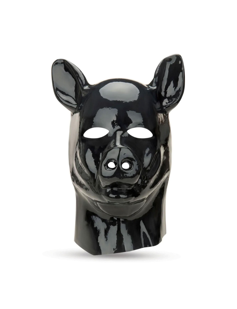 Latex Pig Hood - Black