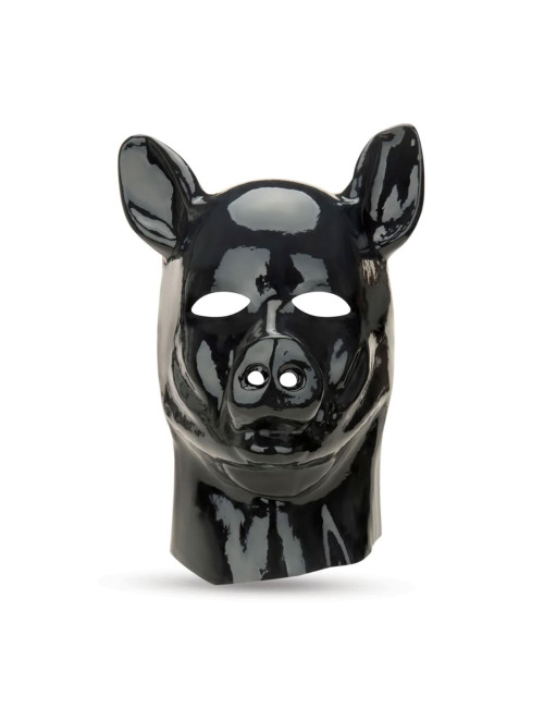 Latex Pig Hood - Black