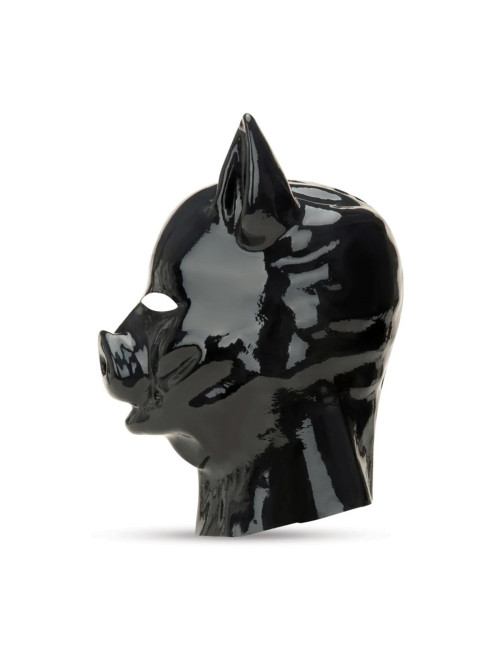 Latex Pig Hood - Black