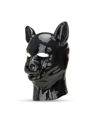 Latex Pig Hood - Black