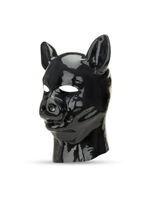 Latex Pig Hood - Black